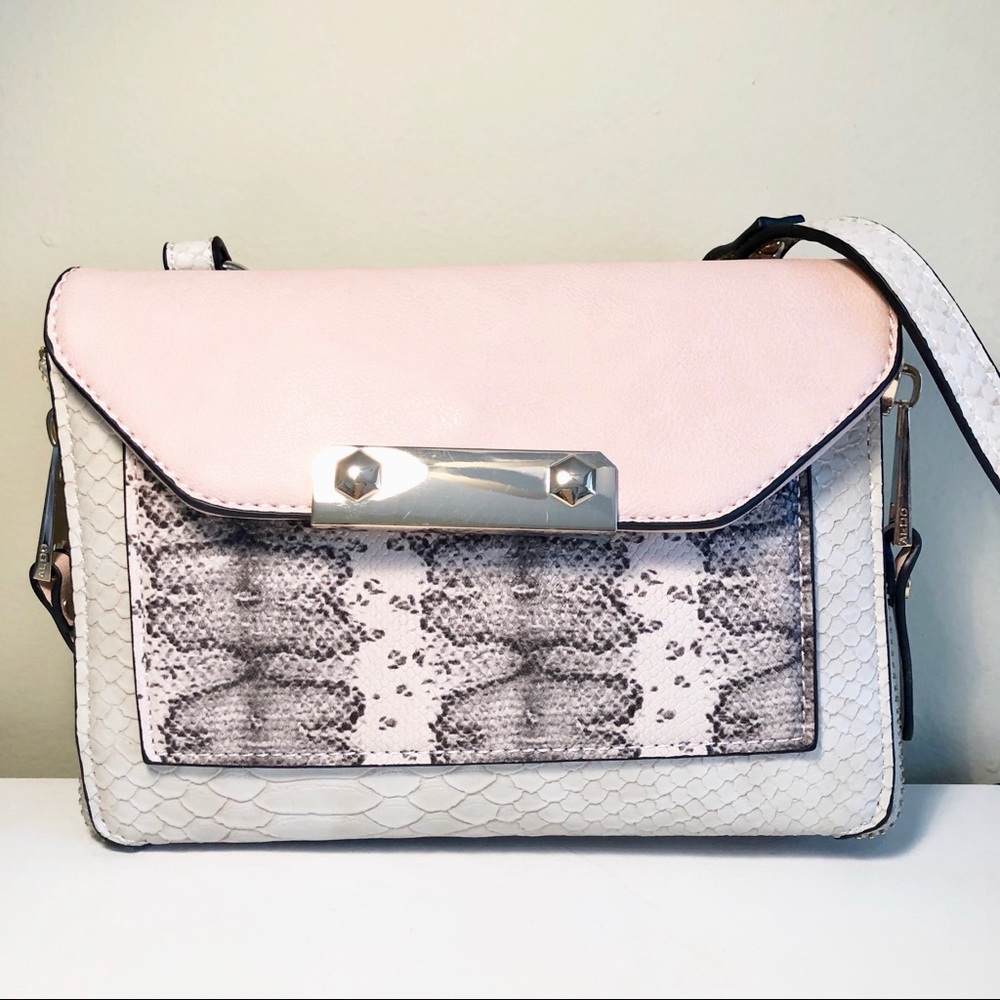 Aldo Pale Pink Faux Snakeskin Crossbody
